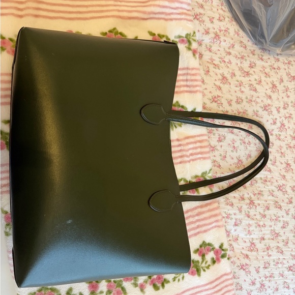kate spade dark green leather tote with gold logo - Picture 2 of 7